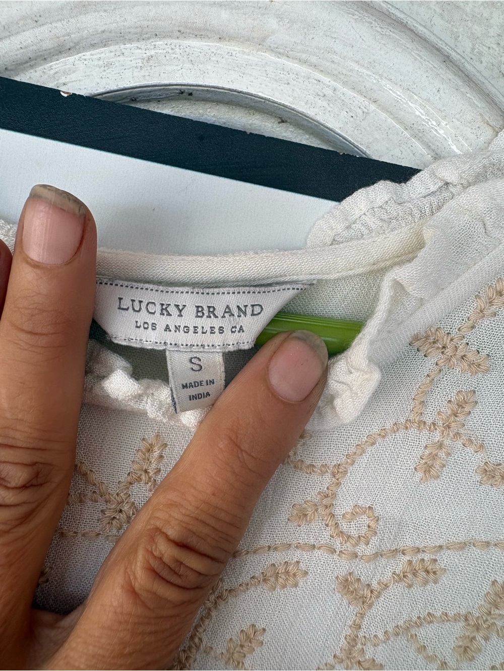 Lucky Brand Cream Embroidered Sleeveless Peasant Top - Picture 4 of 5